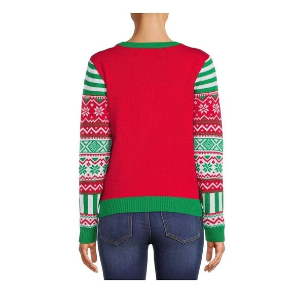 Christmas Sweater Junior Size Medium TOO CUTE TO BE NAUGHTY Reindeer With Bells - Picture 2 of 8